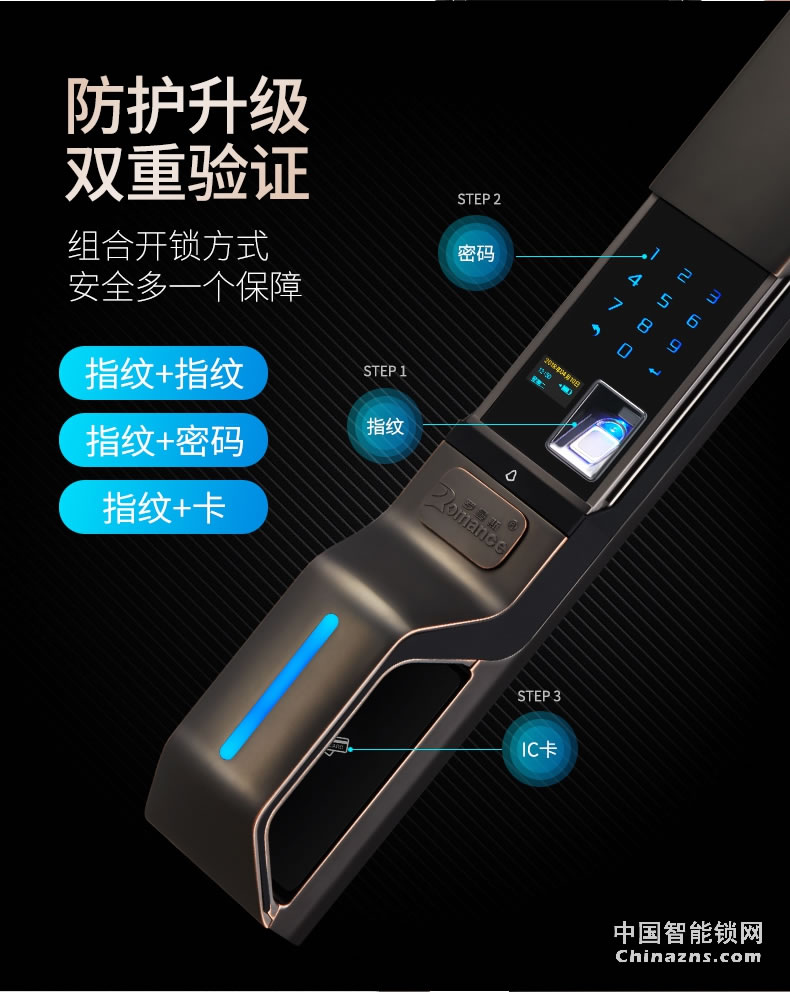 羅曼斯全自動智能鎖DD3 指紋鎖家用防盜門感應密碼電子門鎖