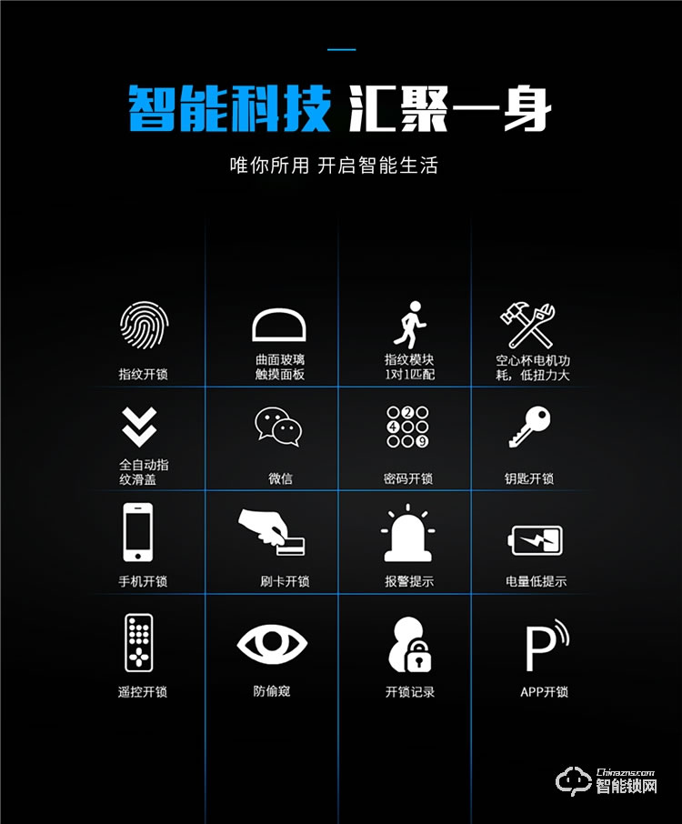 揚子智能鎖 Q8家用防盜門推拉式智能門鎖