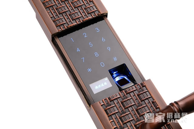 艾棲防盜家用指紋鎖 復古指紋密碼鎖 純銅滑蓋指紋鎖