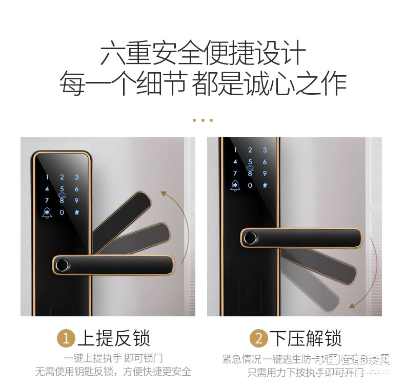 名門指紋鎖 密碼鎖家用防盜門智能鎖電子鎖大門鎖全自動EZ-TW1