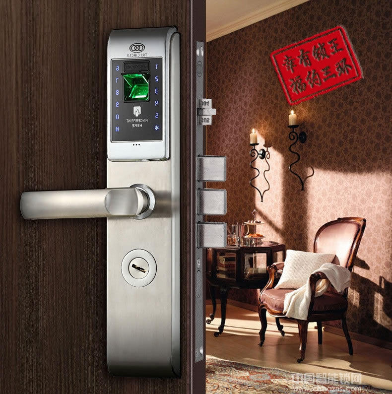 三環(huán)指紋鎖 全304不銹鋼智能鎖 防盜門入戶門密碼鎖