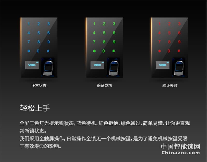 VOC指紋鎖智能鎖 L79電子鎖密碼鎖