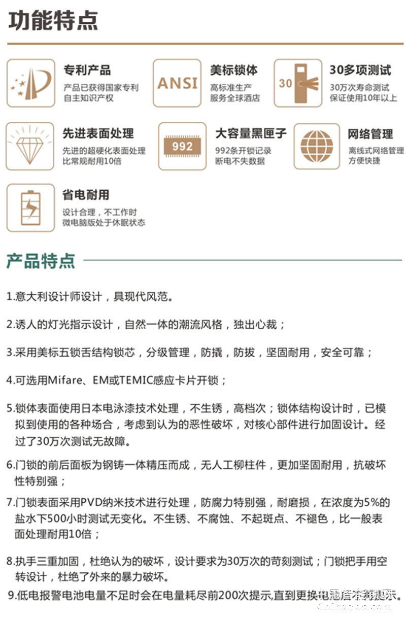 碩貝德智能門(mén)鎖 8802美標(biāo)鎖體指紋鎖