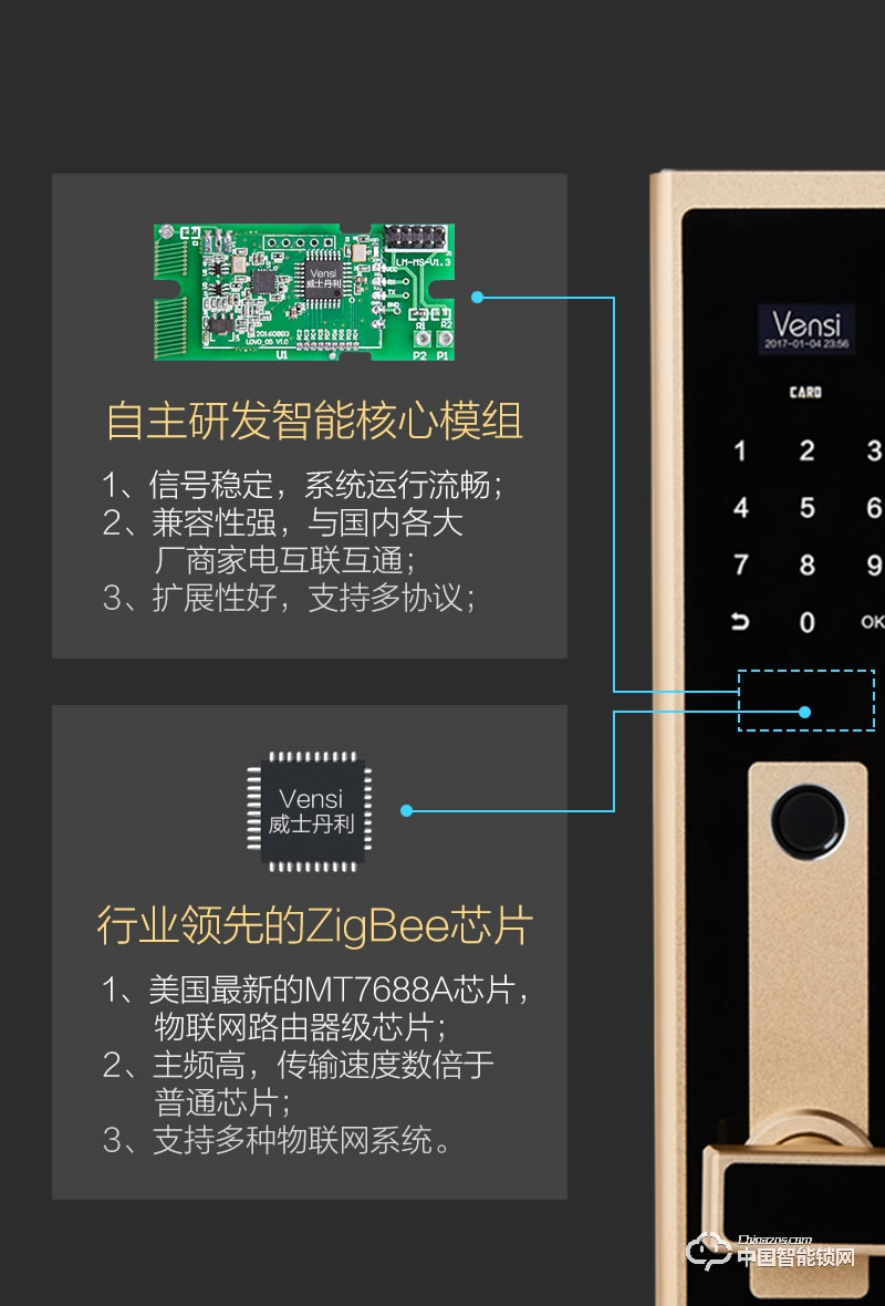 阿波羅智能鎖 智能家用指紋門鎖 防盜智能刷卡鎖