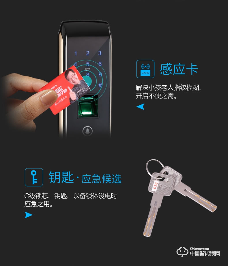 金點原子指紋鎖 家用防盜門電子鎖感應鎖
