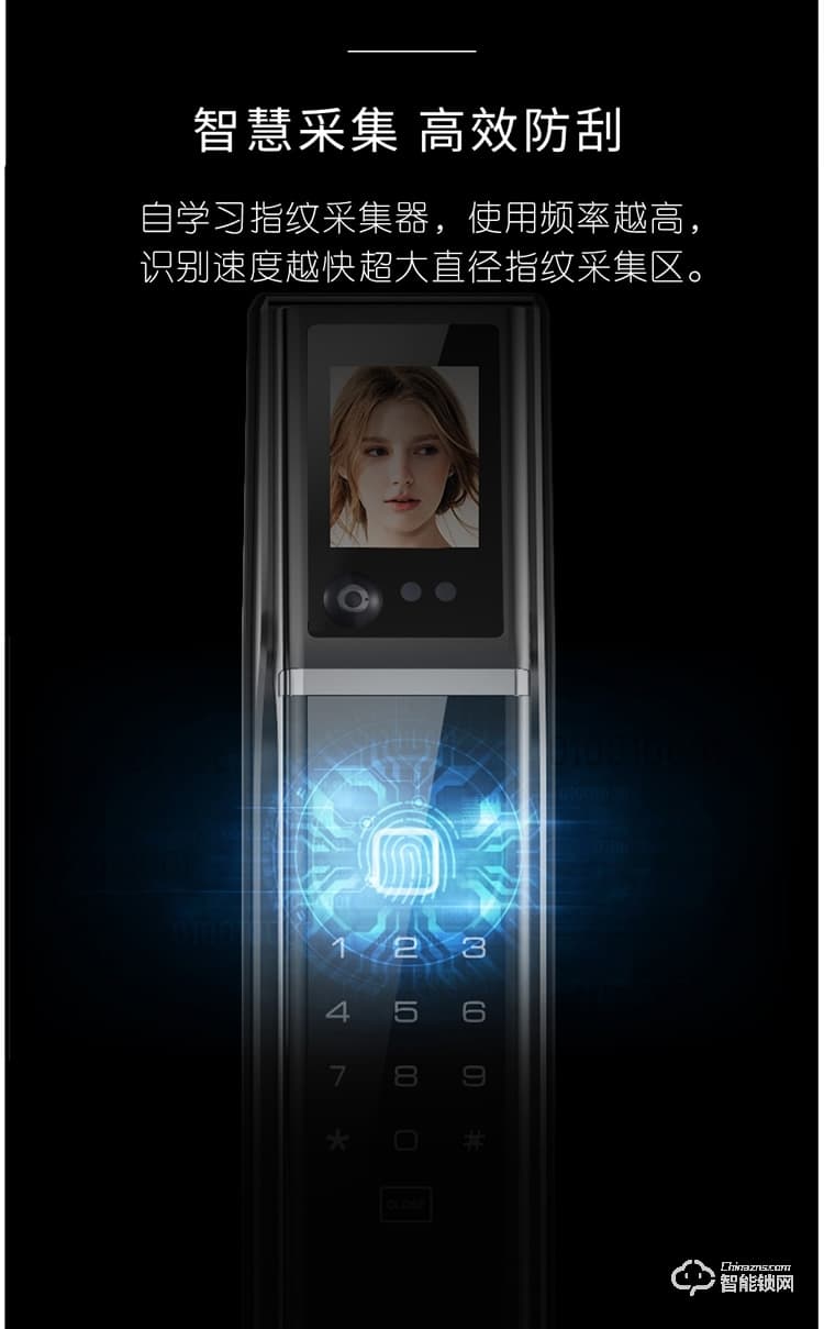 皇家金盾指紋鎖 R20人臉識別家用防盜門鎖