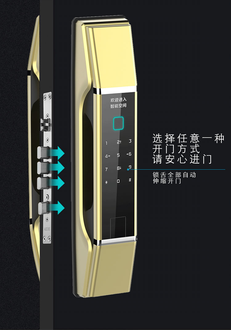 皇家金盾智能鎖 Q1家用智能門鎖推拉式開鎖