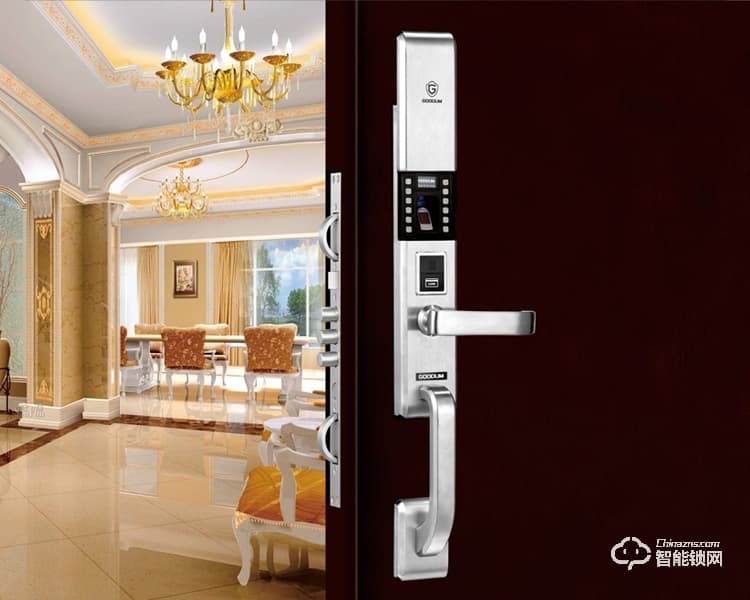 高盾智能鎖 F9800L指紋密碼鎖 純不銹鋼防盜門天地桿鎖體