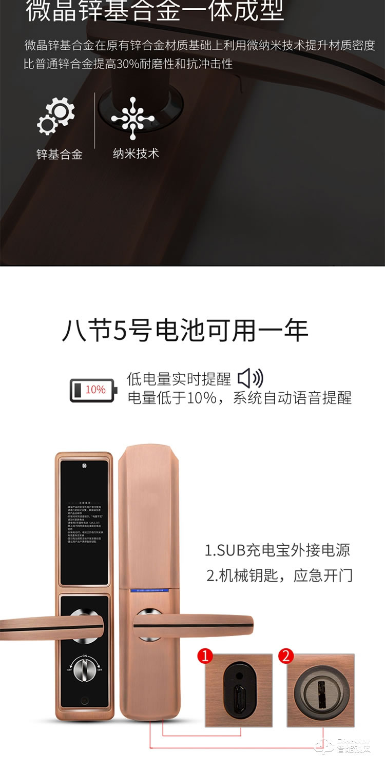 居頂指紋鎖 K8家用防盜門滑蓋智能刷卡鎖 