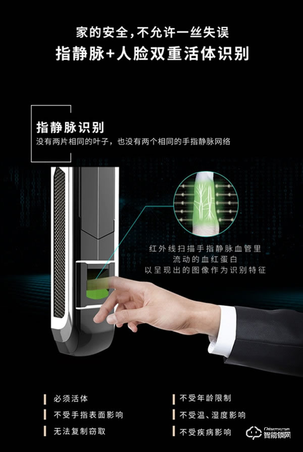 君工智能鎖 指靜脈人臉識(shí)別電子鎖