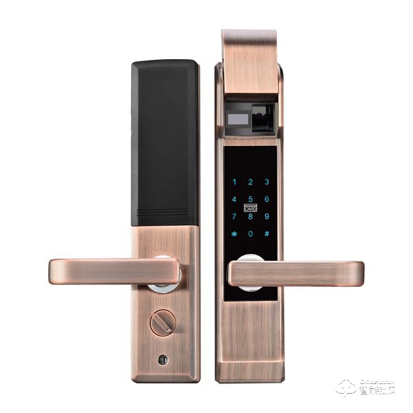 衛安指紋鎖 8806紅古銅半導體指紋鎖 自動上鎖