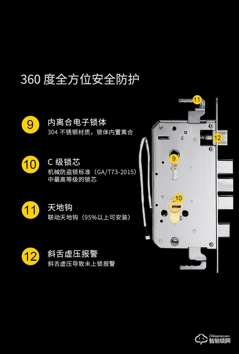 青稞智能鎖 E5H家用華為智卡版密碼防盜門電子門鎖