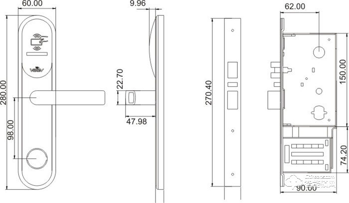 威薩智能鎖 V870系列電子鎖防盜門鎖