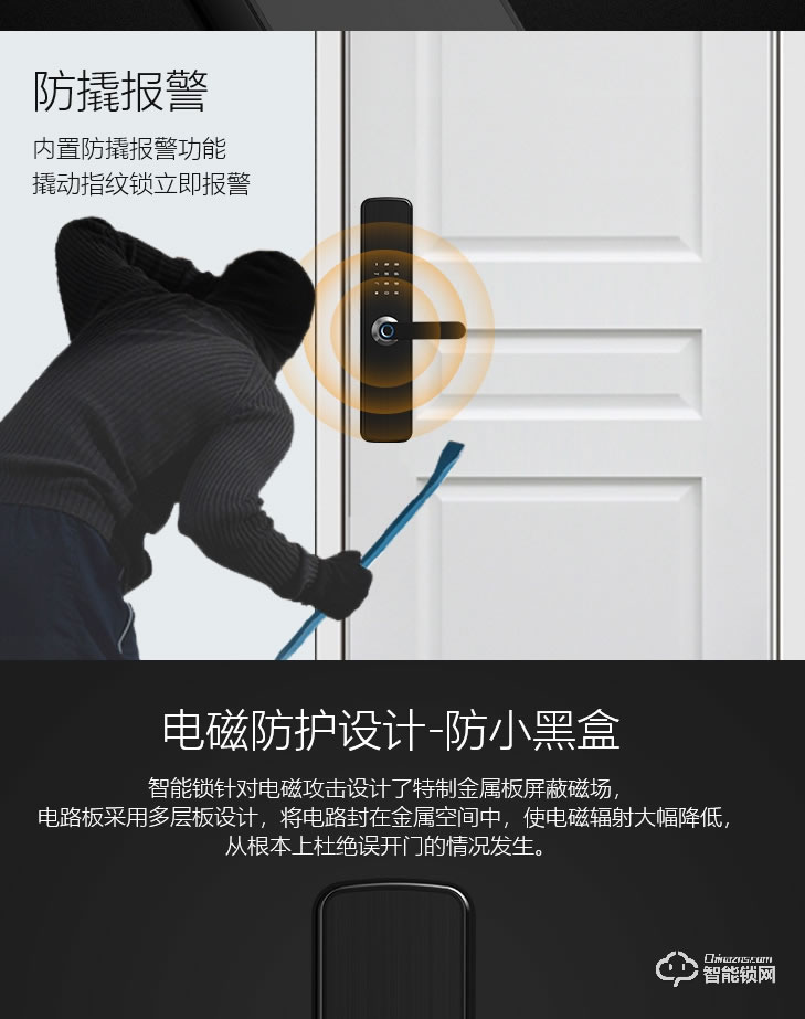 居聯智能鎖 B2-B電磁防護活體指紋智能鎖