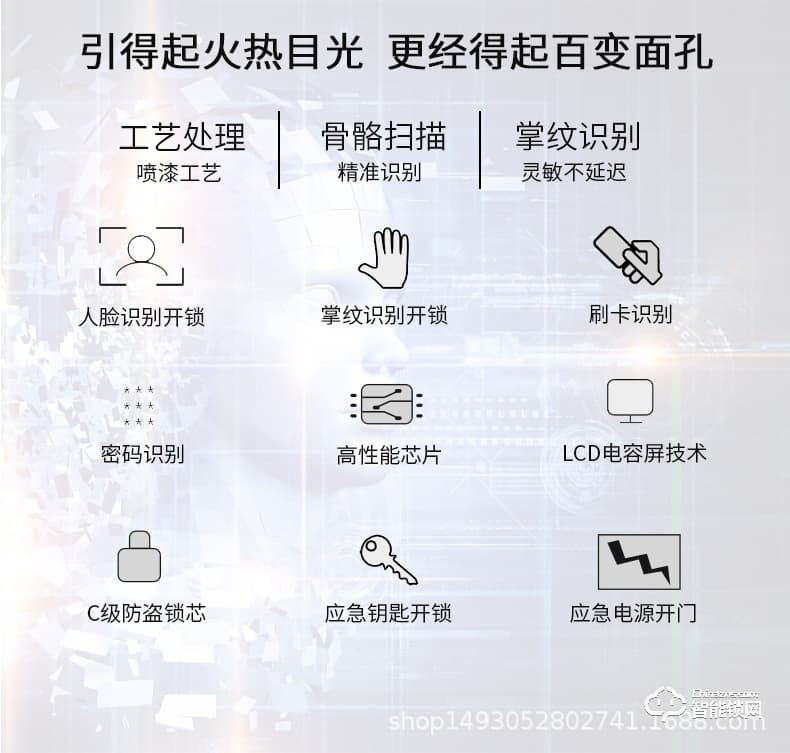 美鼎智智能鎖 F2101人臉識(shí)別掌紋識(shí)別智能鎖