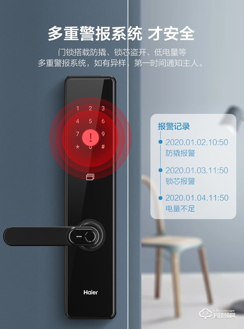 海爾智能鎖 E20家用防盜門智能門鎖電子密碼鎖