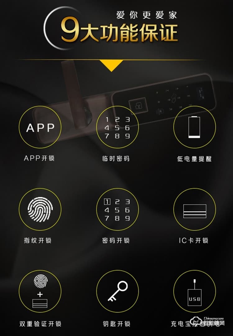 邦德裕智能鎖 KC-501時尚滑蓋智能指紋門鎖