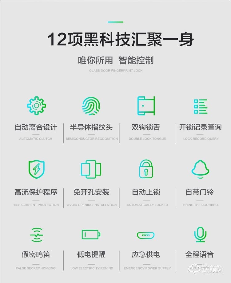 米博士智能鎖 G200玻璃門辦公室智能鎖