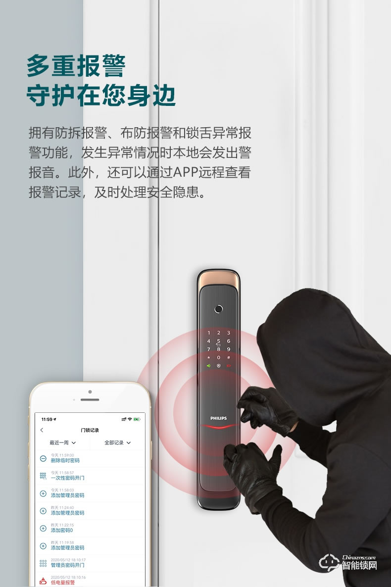 飛利浦智能鎖 DDL703K家用入戶門木門密碼鎖