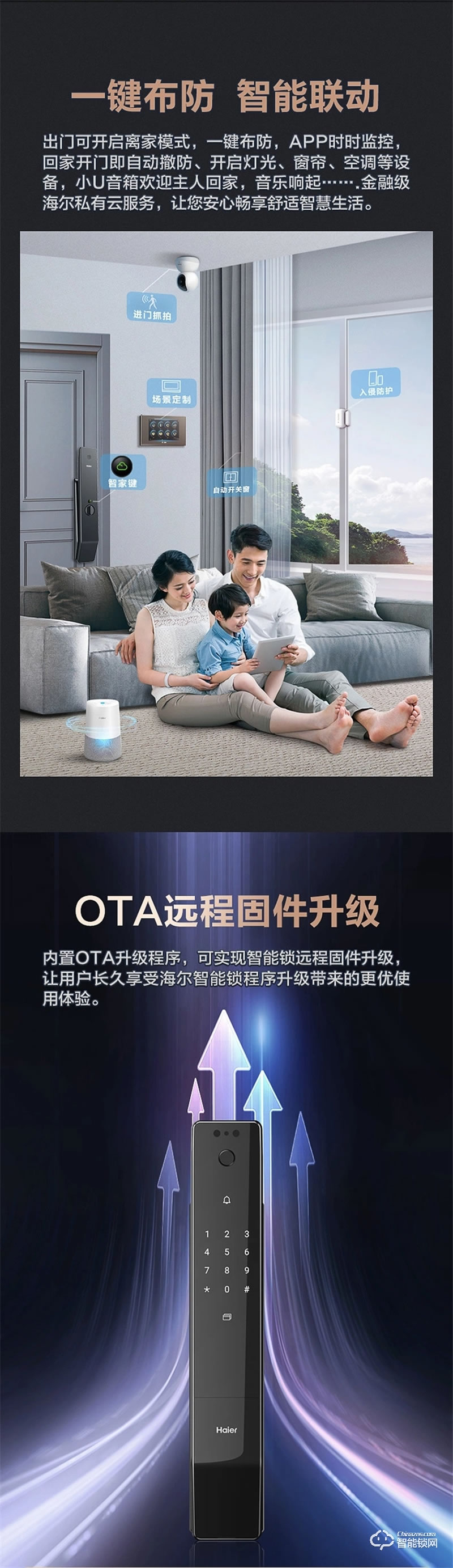 海爾智能鎖31S指紋鎖家用防盜門全自動3D人臉識別密碼鎖31S