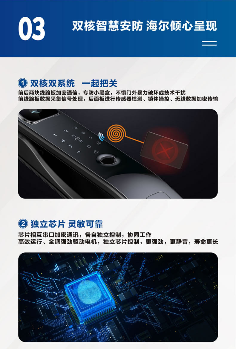 海爾智能鎖50V室內(nèi)帶屏指紋鎖家用防盜門電子門鎖密碼鎖V50