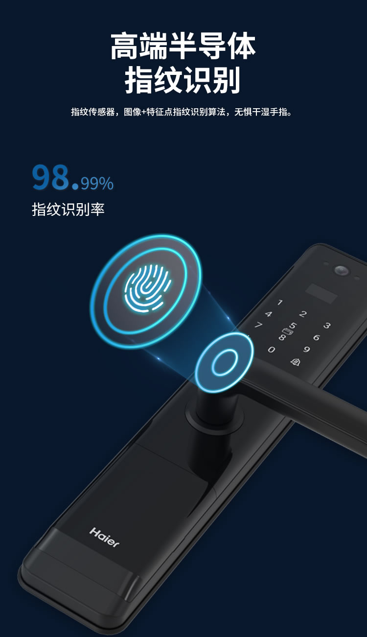 海爾貓眼鎖28EV室內(nèi)帶屏指紋鎖家用防盜門電子門鎖密碼鎖EV28