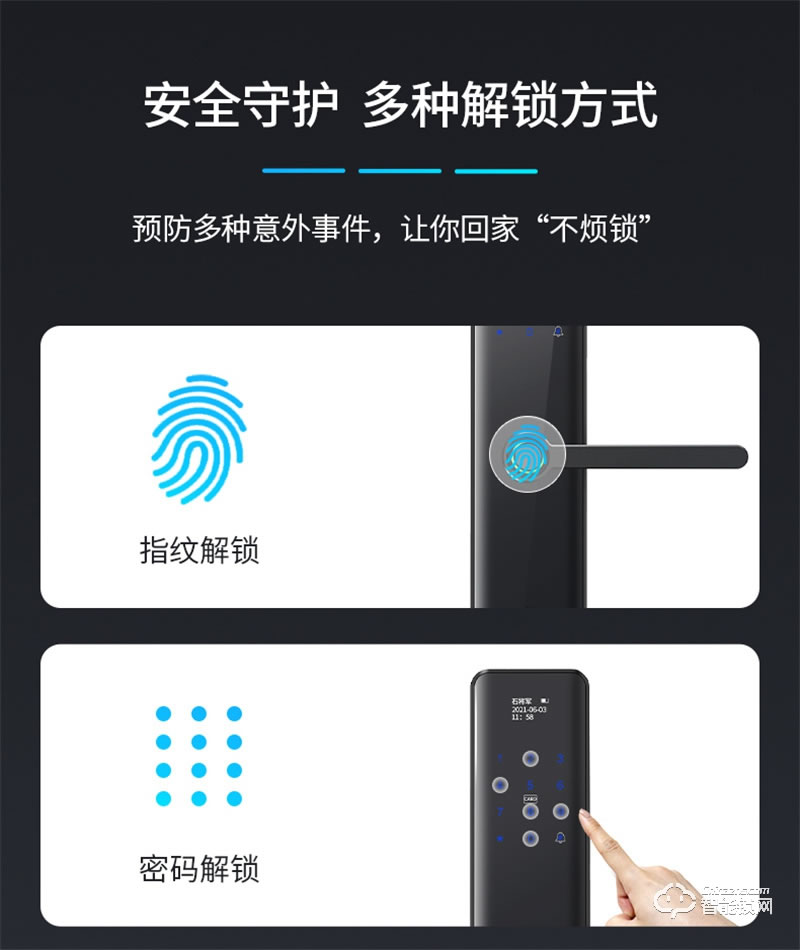 石將軍指紋鎖S3H 家用防盜門密碼鎖支持HUAWEI HiLink