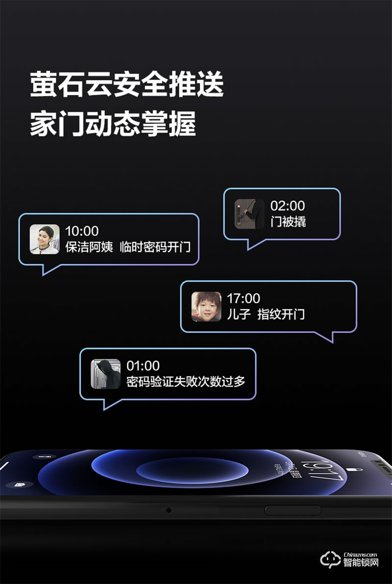 螢石20VC一握開指紋鎖 電子門鎖密碼鎖