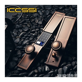 艾棲別墅指紋鎖 滑蓋智能鎖 電子鎖純銅鎖