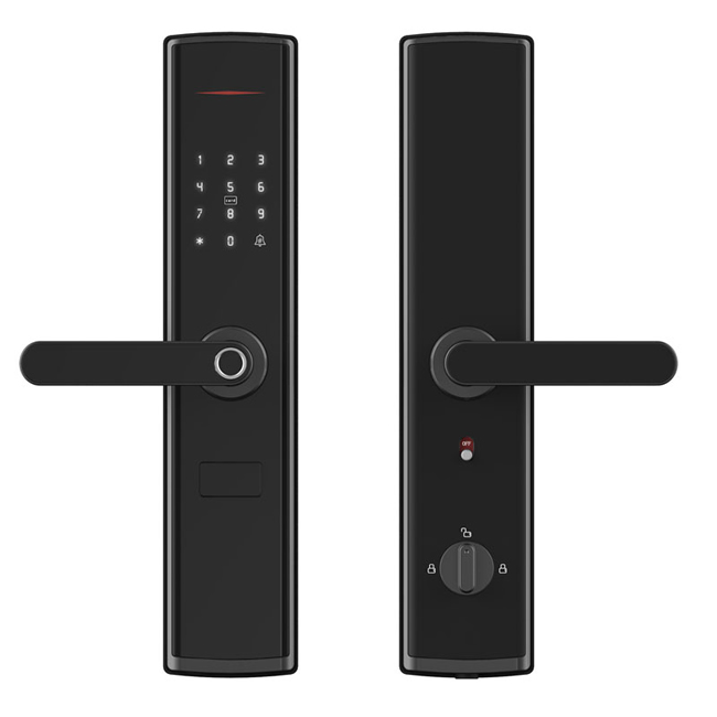 拉盯指紋鎖 不銹鋼滑蓋指紋鎖 家用刷卡密碼鎖