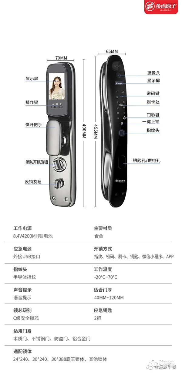 驚于顏值，始于才華——金點原子人臉識別智能鎖奪目降臨！