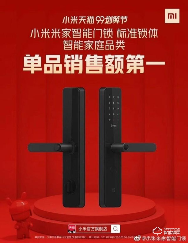 排名第一：米家智能門鎖99劃算節銷售額第一