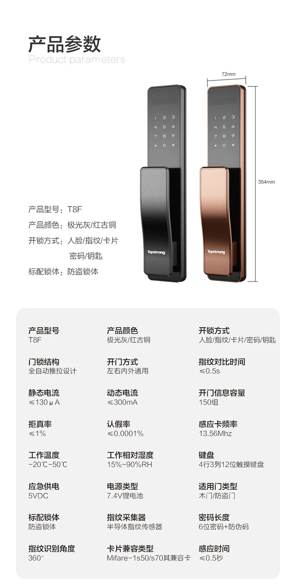 頂固安全門鎖|新品來襲！T8F-3D人臉識別智能鎖酷炫上市