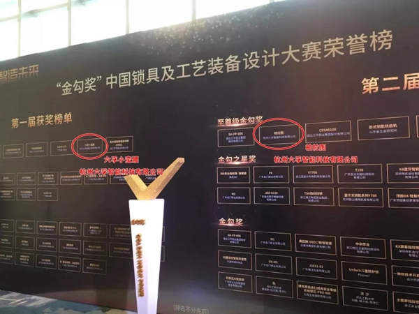 六孚智能鎖榮獲國家金勾獎最高殊榮“至尊級金勾獎”