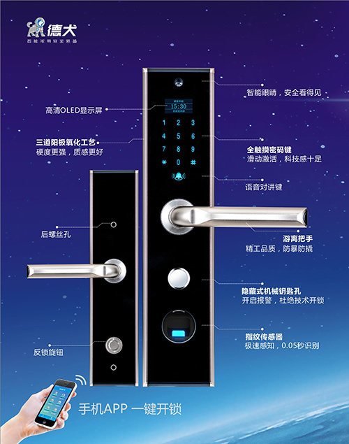 裝把德犬手機智能門鎖，安心回家過大年