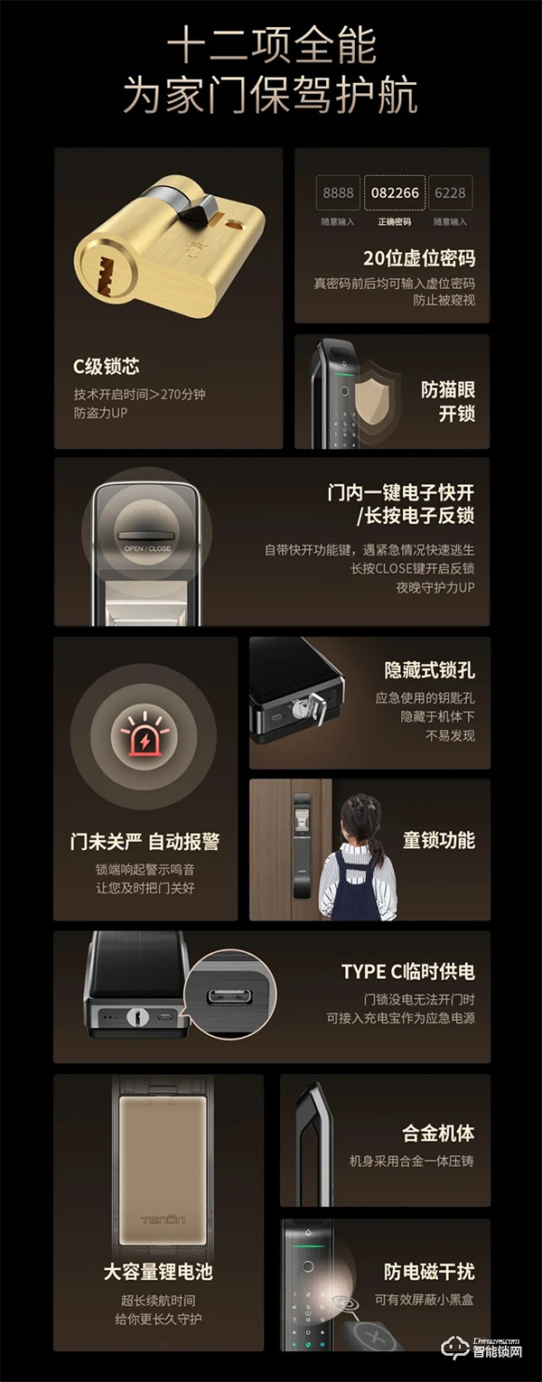 明星亞太天能智能門鎖爆款丨全功能匯聚一身的高配全自動智能鎖A6s