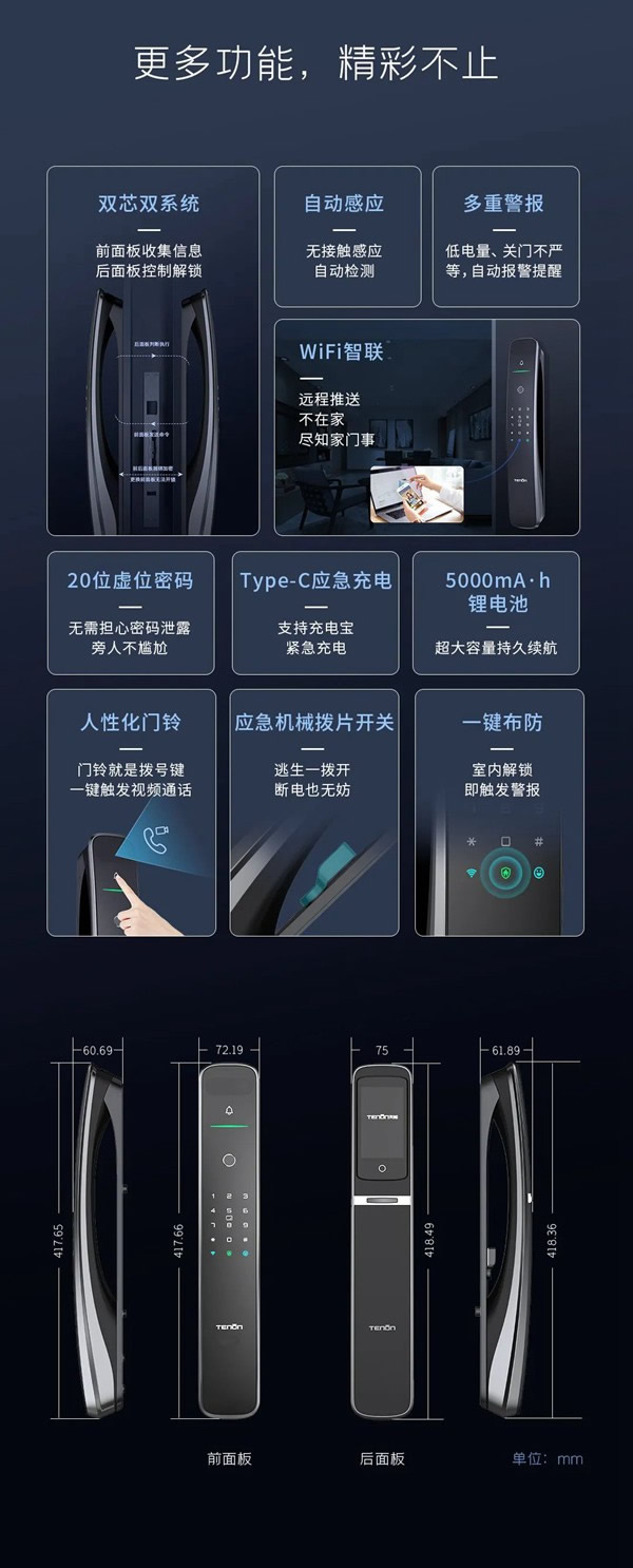 亞太天能首款集3D人臉 x 智屏 x 智能貓眼于一身的全自動智能鎖